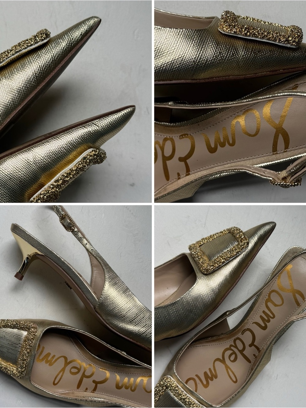 Sam Edelman Kammie Gold Slingback Kitten Heels - Picture 14 of 16